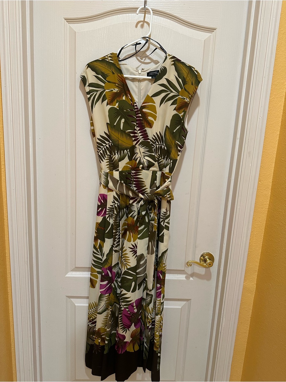 Tropical Print V-Neck  Jumpsuit- Multicolor